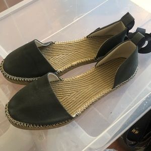Olive green espadrille flats